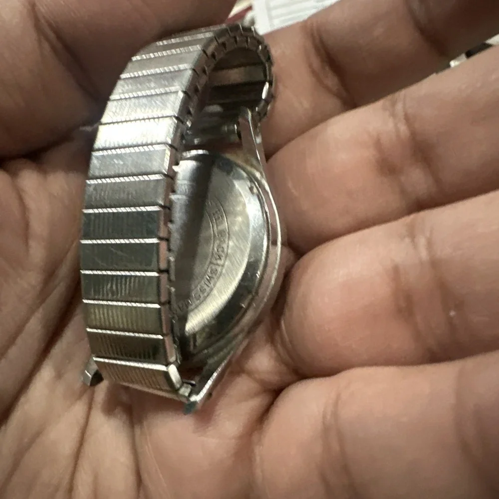 Vintage CHOROMATIC SWISS WATCH 1960s Silver Tone Mens Watch 33mm- Broken Crown